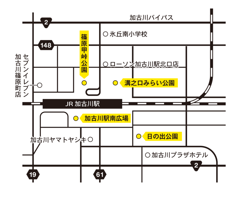 プロジェクトを実施する会場のエリアマップ。